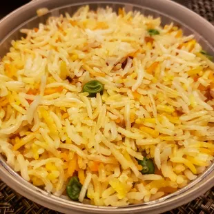 Biryani rice (too bad there&apos;s peas)
