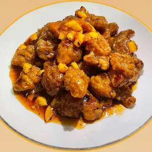 a white plate of food
