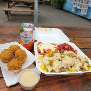 Lamb plate and falafel, loved the sides!
