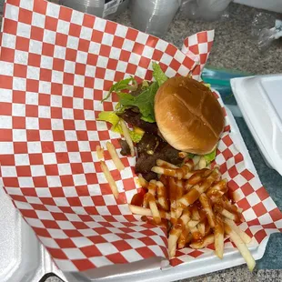  burger and french fries