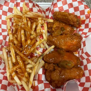 hicken wings and french fries