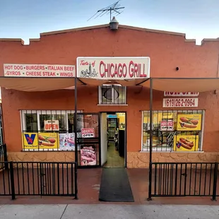 the entrance to the restaurant