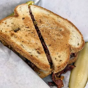 The pastrami sandwich before it got demolished