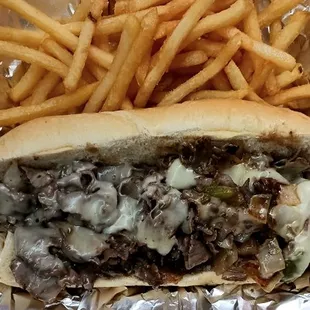 Cheesesteak and fries