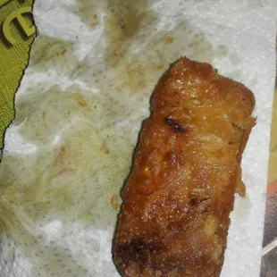 a piece of food on a napkin