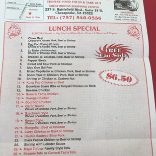 Great lunch specials.