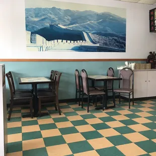 a view of the mountains from the dining area