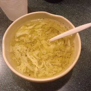 Egg drop soup...needed some pepper to add flavor.