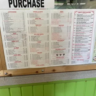 a menu for a $ 5 minimum purchase