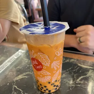 Thai Tea 25% sweetness, regular Boba