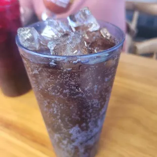 Plenty of ice. Coke in fountain