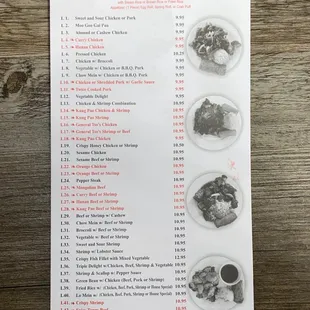 Lunch special menu