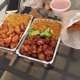 Honey chicken, general tso, and krab rangoon