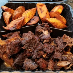 Grilled Goat Meat (ntaba) and fried plantain