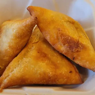 Beef Samosa, $4 each or 3 for $10