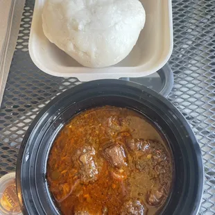 Beef stew and fufu