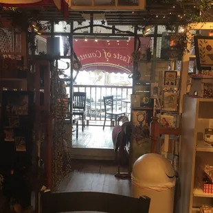 the entrance to a restaurant