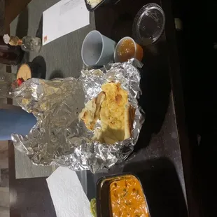 Chicken Tikka Masala mango chutney and Saag Paneer  Garlic Naan Bread