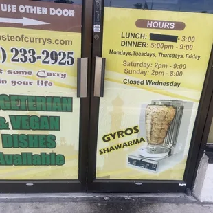 This is a picture of the closed door with its hours of operation. I guess today did not count