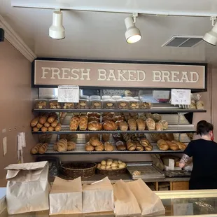 a bakery with fresh baked bread