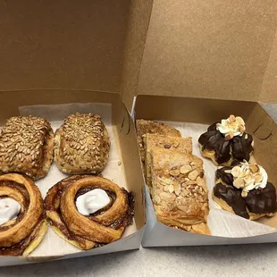 Cinnamon snails, almond cringles, and othello eclairs