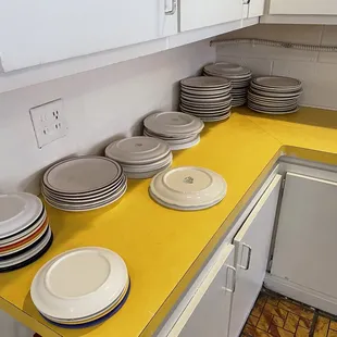 Different size plates giving a cool homey vibe