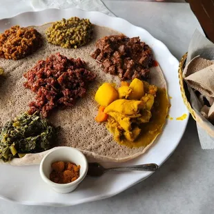 a plate of ethiopian food