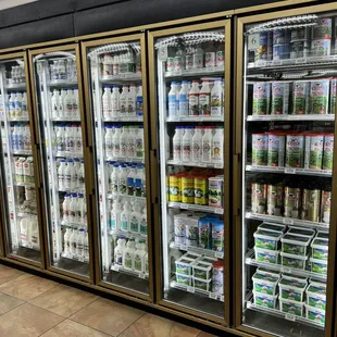 a refrigerated refrigerator in a grocery store