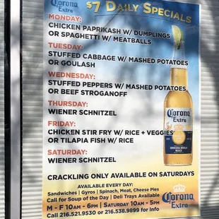 a menu for a beer