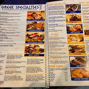 a menu for a greek restaurant