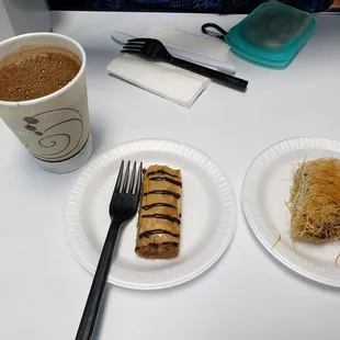 greek coffess, flogeres and kataifi