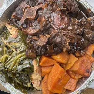 Collard Greens, Candied Yams, oxtails