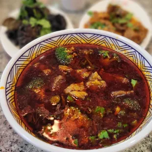 Spicy Beef Noodle Soup has delicious fresh al dente noodles. Has more spicy oil than most Austin places for spicy lovers like me