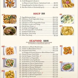 a menu for a chinese restaurant