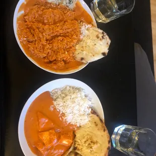 (TOP) Butter Chicken, (BOTTOM) Paneer Tikka Masala