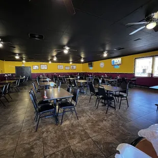 a restaurant with tables and chairs