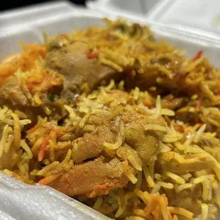 chicken biriyani, medium spice. SO GOOD. SO TENDER.