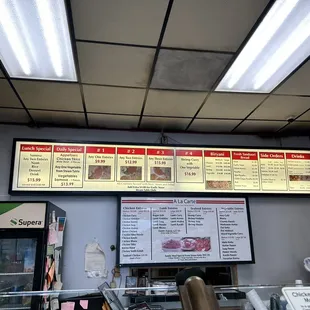 menus on the wall