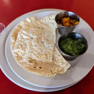 a tortilla and guacamole