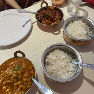 Chana Masala and Tofu Chili