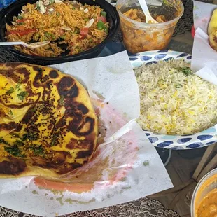 Garlic naan ,veg biryani,mutter paneer,aloo Gobi