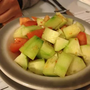 Cucumber salad. Refresh and plain.