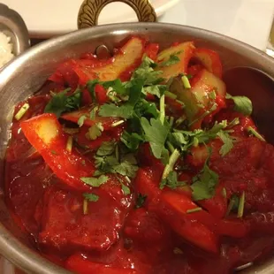 Boti kabob chili masala. Sooo yummy! We didn&apos;t even left a drop! Choose a mild flavor and eat it with a nanh.