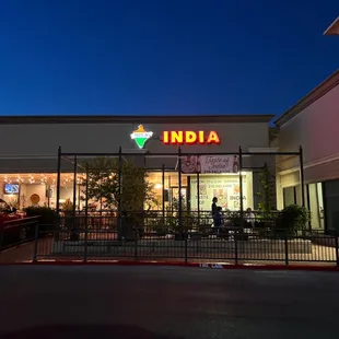 outside of restaurant at night