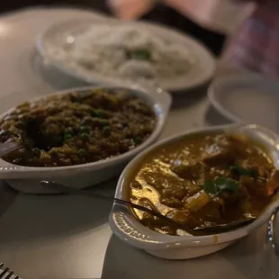 Baigan Bhartha and Pineapple Curry