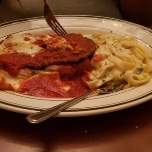 Chicken parmigiana.