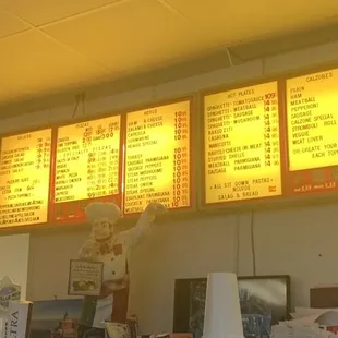 Old school on the wall menu