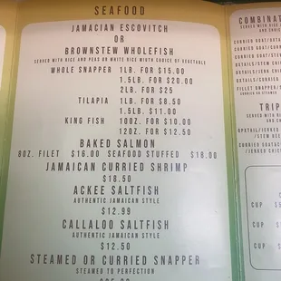 Menu prices Feb 2022