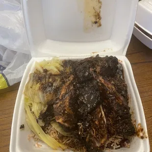 Jerk Chicken W/Rice &amp; Peas (Beans) and Cabbage