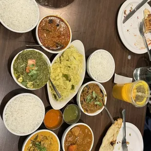 a table full of indian food